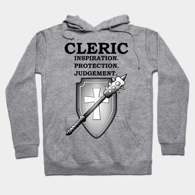 INSPIRATION. PROTECTION. JUDGEMENT. CLERIC Meme RPG 5E Class Hoodie by rayrayray90